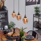 Sleek, modern pendant light illuminating a porch area